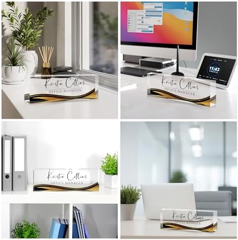 Custom Name Plate for Desk, Personalized Desk Name Plate on Clear Acrylic Glass, Appreciation Gifts for Teacher Employee Boss Coworkers Nurse, Office Desk Accessories for Women Men (Sable) - Image 2