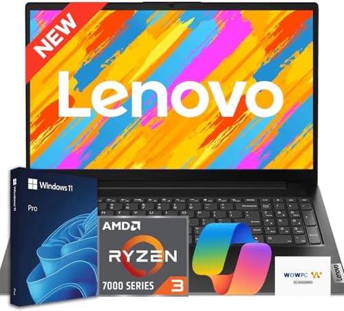 Lenovo V15 Business Laptop 2026 Edition, AMD Ryzen 3 7000-Series(Beat i7-1065G7), 15.6" FHD Display, 16GB DDR5 RAM, 1TB NVMe SSD, Wi-Fi 6, RJ-45, Dolby Audio, Windows 11 Pro, no Mouse by LENOVO