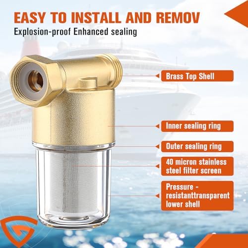Reusable Brass 40 Micron Washing Machine Filter Online Sediment Filter RV - Image 3
