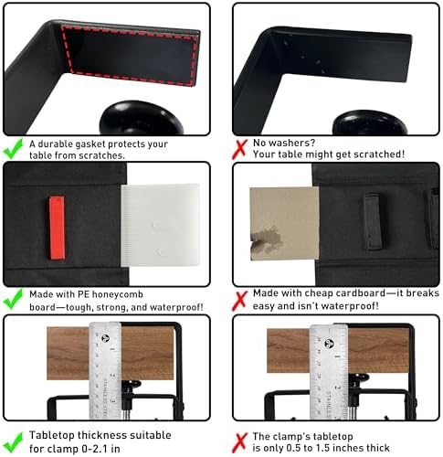 Under Desk Cable Management No Drill – 48" L x 6" W Cord Organizer, Upgraded Silicone Pads (No Scratch), 16 Cable Slots, Washable PE Honeycomb Base, Fits Desks 0–2.1" Thick, Black - Image 3