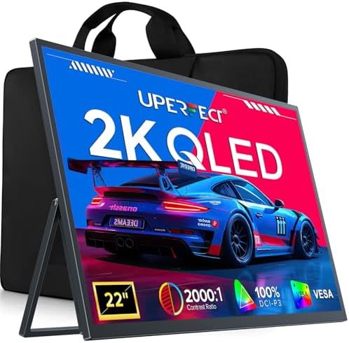 UPERFECT 22" 2K Portable Monitor, 100% DCI-P3 Color QLED Display by UPERFECT