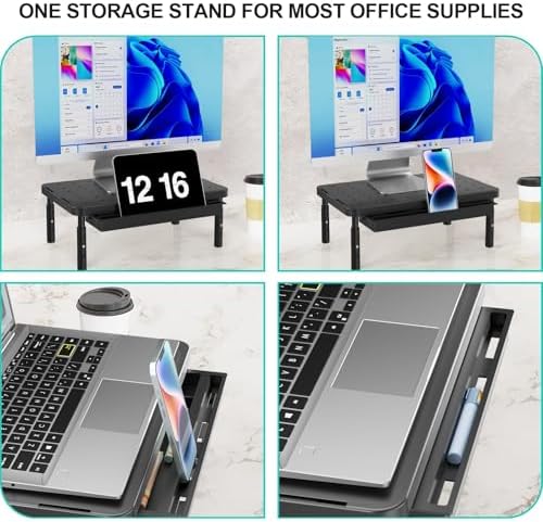 WALI Computer Monitor Stand with Storage, Monitor Riser 3 Height Adjustable - Image 4