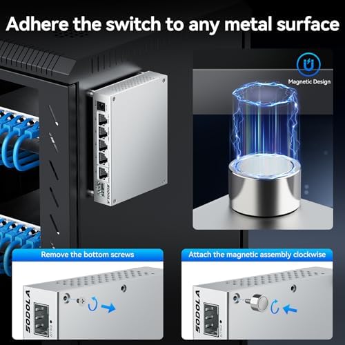 SODOLA 5 Port 2.5Gb Switch Managed, 5X 2.5G Base-T Ports, 1x 10G SFP+,Aluminum Alloy Cooling & Magnetic Mounting - LACP/QoS/VLAN/IGMP Web 2.5G Network Switch for Homelab - Image 5