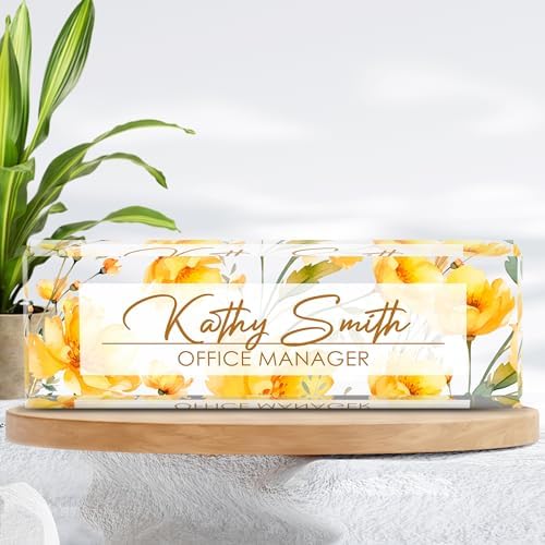 Personalized Name Plate for Desk, Custom Desk Name Plate, Acrylic Name Plate Office Desk Accessories, Personalized Office Gifts for Coworkers Teachers, Employee Appreciation Gifts (A-WaterColor5) - Image 6