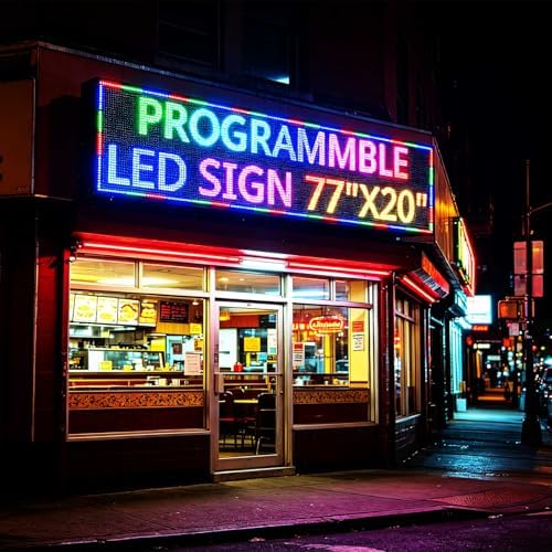 HS Programmable Scrolling Led Sign, Digital Signs Outdoor Waterproof ,Electronic Message Display Board ,Open neon Signs, Full Color High Brightness Big P10 77’’x20’’for Business Store Advertisement Public, APP control - Image 2