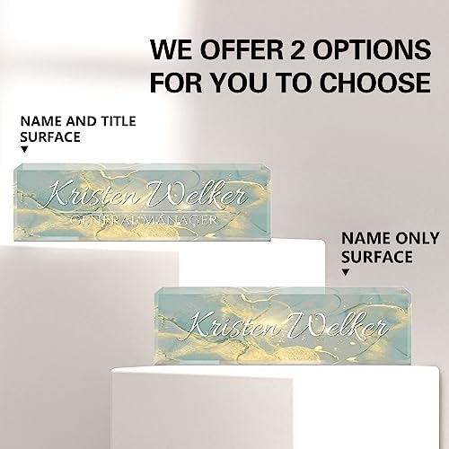 Name Plate for Desk, Desk Name Plate Personalized, Office Decor for Women Men, Acrylic Desktop Accessories, Office Appreciation Gifts for Boss Social Workers Employee Nurse Teacher (Deep Sea) - Image 2
