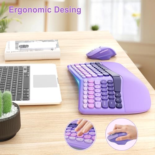 Ergonomic Wireless Keyboard Mouse, Mechanical Gaming Set with Wrist Rest - Image 2