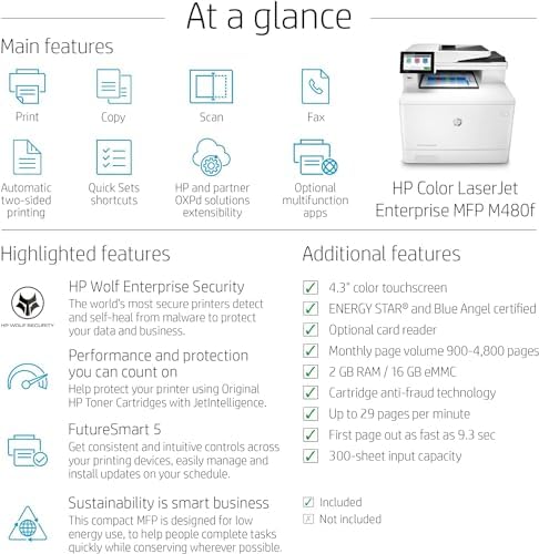HP Color LaserJet Enterprise M480f Multifunction Duplex Printer (Renewed Premium) - Image 3