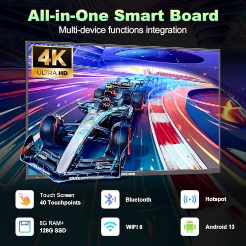COOLHOOD 86" Smart Board, 4K UHD Touchscreen Interactive Digital Whiteboard Display, Electronic All-in-One Computer for Classroom Office Home Business w/Open App Ecosystem (Board & Wall Mount Only) - Image 2