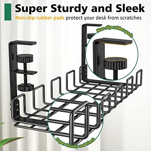 Under Desk Cable Management Tray No Drill Steel 15.7" - Image 5