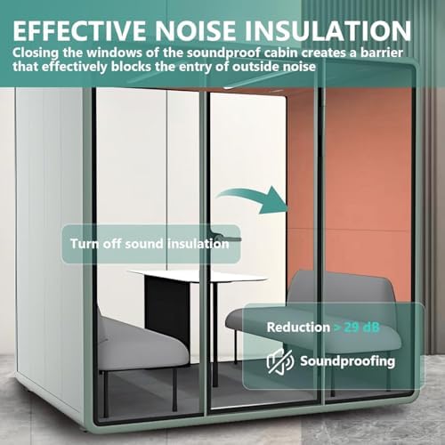 Office Sound Booth with Audio Privacy - Indoor Privacy Sound Isolation Booth with Magnetic Lock Sliding Glass Door,Lighting,Socket, Modern Soundproof Room for Meeting (90.55IN×70.27IN) - Image 3