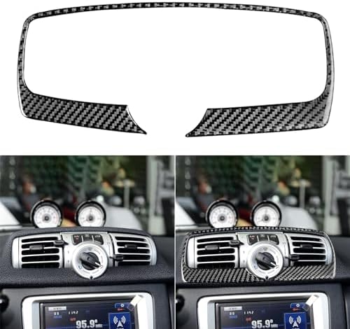 Real Black Carbon Fiber Car Dashboard Central AC Vent A/C Climate Control Panel Trim Sticker Compatible with Benz Smart Fortwo 2011 2012 2013 2014 2015 Auto Interior Accessories 1pc - Image 2