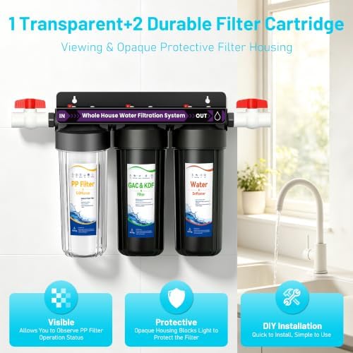 3-Stage Whole House Water Filter System,Extra 2 Sets of Filters, 10"x2.5" - Image 5