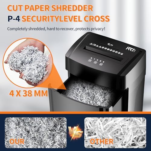 KRT Paper Shredder for Office Home, 18-Sheet Micro Cut Paper Shredder Auto Feed Cross Cut with 8 Gallons Bin, P-4 High Security Level, Shreds CDs/DVDs, Black - Image 6