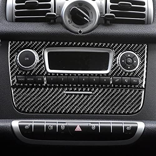 Real Black Carbon Fiber Car Central Console CD Player Control Panel Storage Box Switch Cover Sticker Compatible with Benz Smart Fortwo 2011 2012 2013 2014 2015 Auto Interior Accessories 2pcs - Image 4