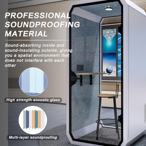 Office Pod Booth with Audio Privacy - Portable Sound Booth Includes Diamond Shaped Frame Design,Separate Room with Light,Fans, USB Port for Study,Telephone Booth(39.76IN) - Image 4