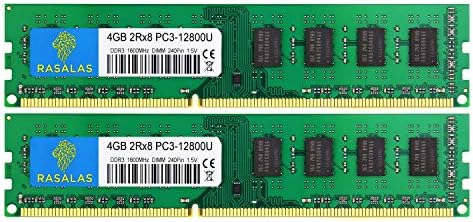 Rasalas 8GB DDR3 Kit (2X 4GB) PC3-12800 1600 Ram for Desktop - 2Rx8 Udimm 1.5V CL11 Memory by Rasalas