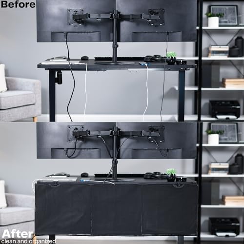 VIVO Black Clamp-on 48 inch Desk Cable Management Sleeve, DESK-SKIRT-48P - Image 2