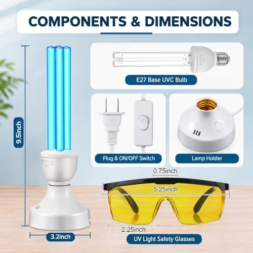 Qualirey 2Pack 25W Ozone UV Light with Remote Control, E27 Base and Glasses - Image 2