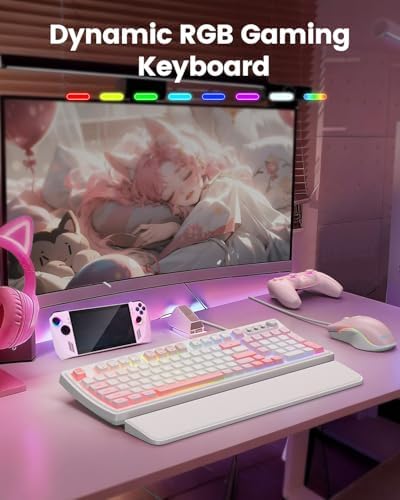 SABLUTE Gaming Keyboard and Mouse, Quiet Membrane with RGB Backlit - Pink - Image 2