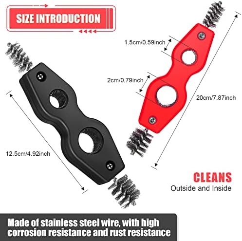 Honoson 4 Pcs 4-in-1 Copper Pipe Cleaner Brush, 1/2 in & 3/4 in, Black, Red - Image 3