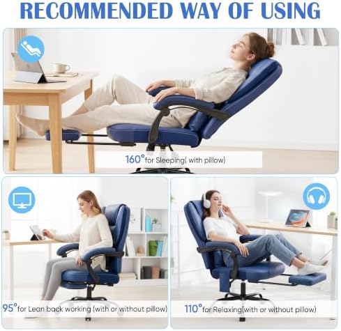 400lbs Reclining Office Chair with Ergonomic Lumbar Support - Image 3