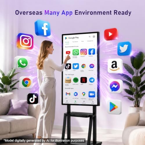 Smart Board 49 Inch Interactive Whiteboard, RK3588 Flagship Chip 6ms Low Latency, Android 12 8+64GB, Wireless Cast & Screen Mirroring, Overseas App Ready for Classroom Office Business Home(Board Only) - Image 4