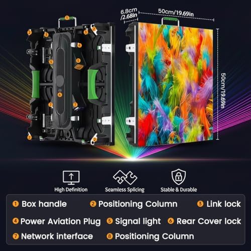 LED Video Wall Panel, Rental LED Display Screen, Giant Stage Backdrop Advertising Screen, P2.91 P3.9 P4.81 Modular LED Display for Events & Commercial Advertising (16, P4.81, 50*100cm(1.64ft*3.28ft)) - Image 5