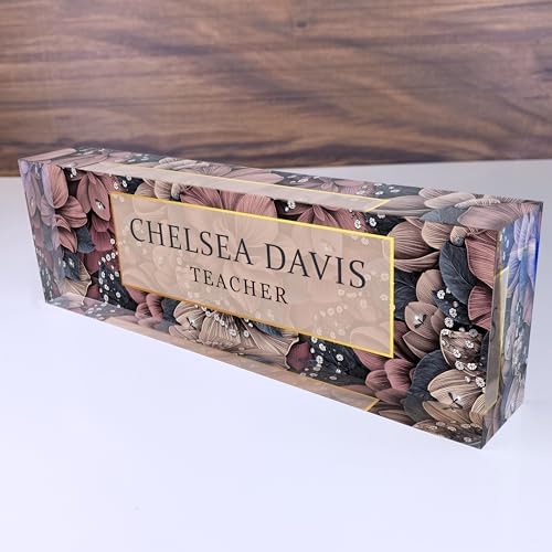 ARTBLOX Personalized Acrylic Desk Name Plate, Women Flower Design by Artblox