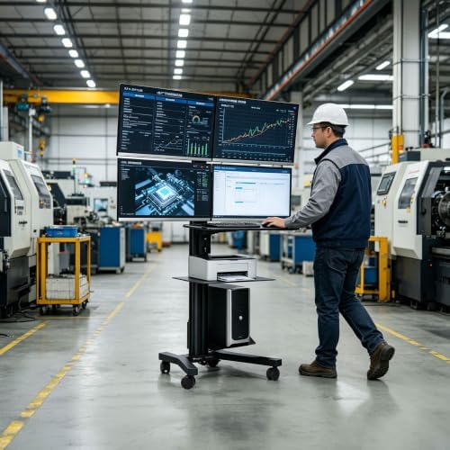 Yescom NexusX Commander Rolling Computer Cart 4-Monitors Industrial - Image 2