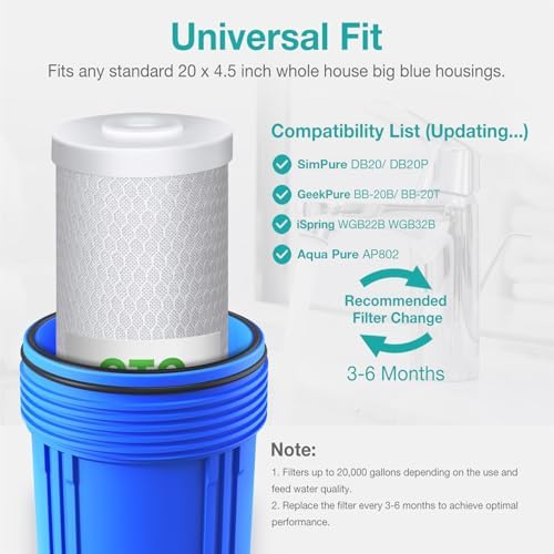 SimPure 5 Micron 20" x 4.5" CTO Carbon Whole House Water Filter Cartridge - Image 6