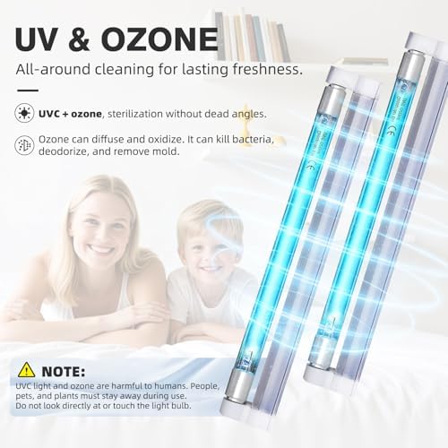 COOSPIDER U/V/C Light, 253.7nm Sanitizer Lamp with 5ft ON/Off Switch Cord and Plug, 110V Ozone Bulb for Shoes Closet Cabinet Bathroom, Gift Idea (6W Ozone Lamp, Pack of 2) - Image 2
