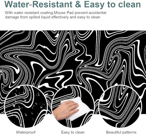 Black White Stripes Gaming Mouse Pad 31.5"x11.8" Large Extended Pad Desk Mat Anti-Slip Rubber Base & Durable Stitched Edges for Gamers Smooth Mouse Pad Writing Surface for Desk Office/Home - Image 5