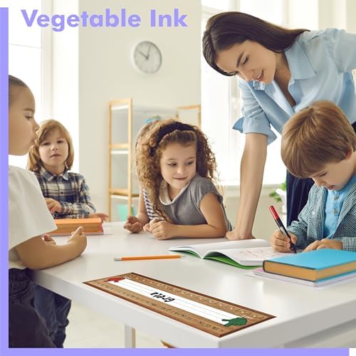 40 PCS Desk Name Tags, Waterproof Desk Nameplates with Alphabet, Number Line 1-30 Erasable and Reusable Traditional Manuscript Name Plate for Classroom School Student (12” x 3.5”) - Image 4