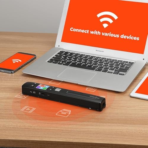 WiFi Portable Handheld Color Photo Scanner for A4 Document,Business Card,Books, Receipt,Pictures up to 1050 DPI,Connect Computer Via Built-in WiFi/USB Cable, Needn't Driver,with 16G SD Card (White) - Image 2