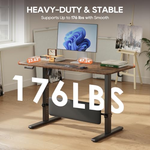 MALOL 47" x 24" Height Adjustable Electric Standing Desk, Rustic Brown - Image 6
