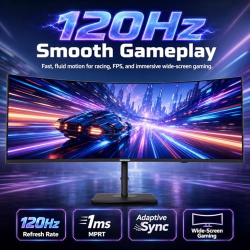 Deco Gear 49 Inch Curved Ultrawide Monitor, 5120x1440 Dual QHD 32:9 1500R VA Display, HDR400, 120Hz, Adaptive Sync, 1ms MPRT, USB-C 65W PD, KVM, PIP/PBP, Gaming & Workstation Setup, for PC & Laptop - Image 2