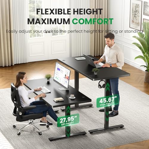 SIAGO Black 60x28 in Standing Desk, 1 Inch Thick Tabletop, Double Frame - Image 5