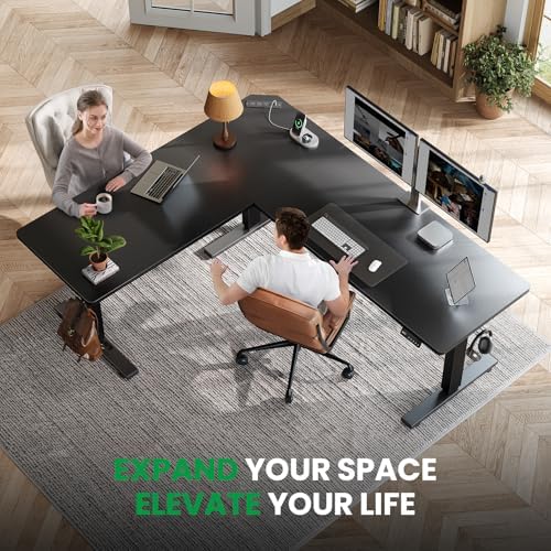 SIAGO L-Shaped Standing Desk - 75 x 63 Inch Adjustable Corner Standing Desk with Charging Station - L Shape Sit Stand Table with Memory Controller, Splice Board for Home Office - Image 2