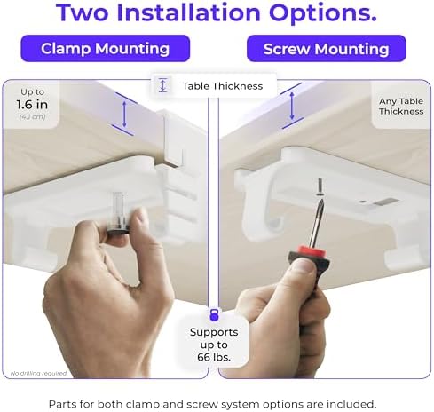 Ascrono Original Under Desk Cable Management Tray, White, 27.3" - Image 2