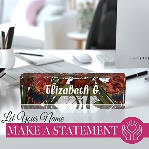 Desk Name Plate Personalized, Custom Name Plates, 2½/x8 Inches, Thick Crystal-Clear Acrylic, Gift Box, Office Desk Decor. USA Made by ACRYLUXE (Iris) - Image 4