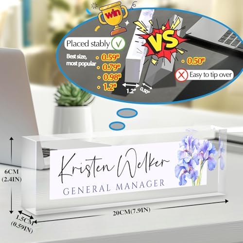 Custom Office Name Plate for Desk - Desk Name Plate Personalized Gifts for Coworkers, Boss, Employees, Teacher, Nurse - Office Desk Decor for Women Men - Employee Appreciation Gifts (Narcissus) - Image 2