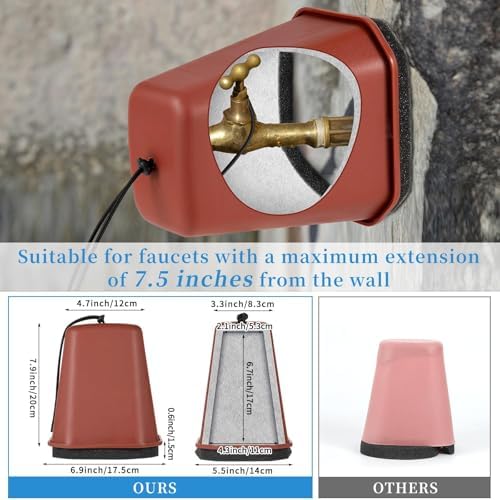 2 Pack 2026 Upgrade Extra Large Outdoor Faucet Cover for Winter Freeze Protection 8.5x7x5.5in Thick Plastic Foam Hose Bib Spigot Cover Winter Insulated with Reflective Strips (Red) - Image 2