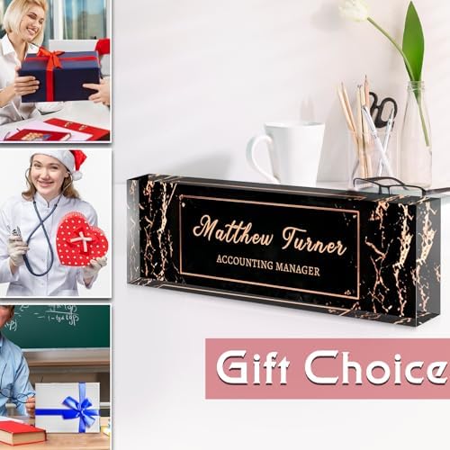 Custom Name Plate for Desk, Acrylic Desk Name Plate Personalized, Employee Appreciation Gifts, Office Desk Accessories for Women Men Teacher Nurse, Coworker Gifts for Manager Assistant (BlackRose) - Image 6