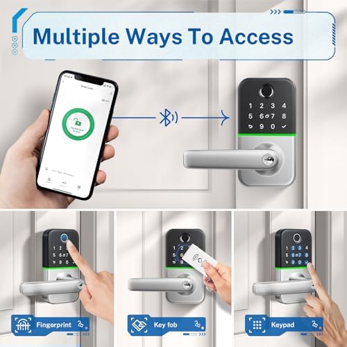 Keypad Smart Door Lock with Handle: Kucacci Keyless Entry Door Lock - Smart Lock for Front Door - Electronic Door Lock with Keypad for Exterior Door - Deadbolt Lever Alternative - Easy Installation - Image 2