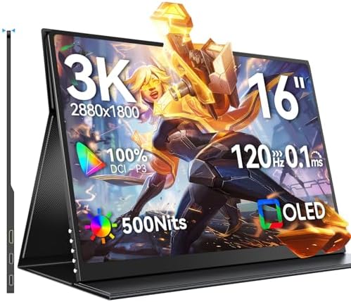 UPERFECT OLED Portable Monitor, 16" 3K 120Hz 0.1ms Portable Gaming Monitor by UPERFECT