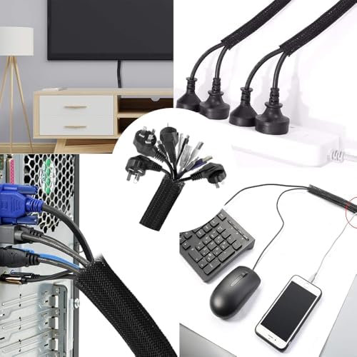 319pcs Cable Management Organizer Kit, Desk Cord Organizer, 98 Adhesive Cable Clips Holder, 17 Reusable Cable Strap, 4 Cable Sleeve Split, and 200 Nylon Cable Zip Ties (Black) - Image 7