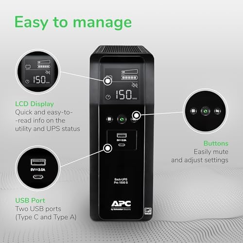 APC BR1500MS2 Pure Sine Wave UPS Battery Backup & Surge Protector - Image 5