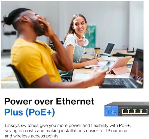 Linksys LGS310MPC 8 Port Gigabit Network PoE+ Switch @ 110W with 2 Uplink Gigabit SFP Slots - Advanced Security, QoS, Static Routing, VLAN, IGMP Features - Metal Housing, Desktop / Wall Mount - Image 5