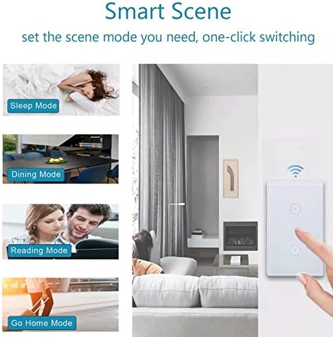 Wireless 2.4GHz Tuya WiFi Smart Light Touch Wall Switch Compatible with Alexa and Google Home for Lamp, Neutral Wire Required, No Gateway Required.Us Standard Electrical(2 Gang White) - Image 5